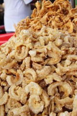 Fried pork skin delicious at street food