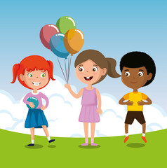 Obraz na płótnie Canvas group of happy kids characters vector illustration design