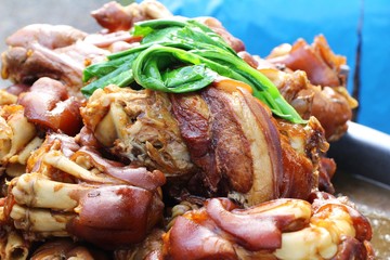 Stewed pork leg delicious in street food
