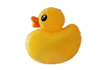 Cute yellow Balloon duck isolated on white background.