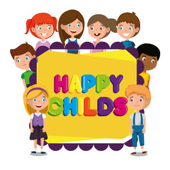 group of happy kids zone characters vector illustration design