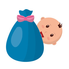 sack with cute baby boy character icon vector illustration design