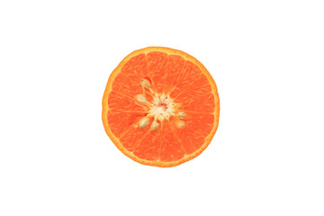 cut orange on the white background.