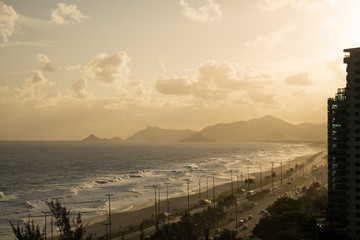 Fototapeta na wymiar Rio de Janeiro Brazil - Sunset at Barra da Tijuca Beach