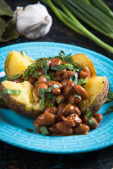 Refried beand with jacket potato