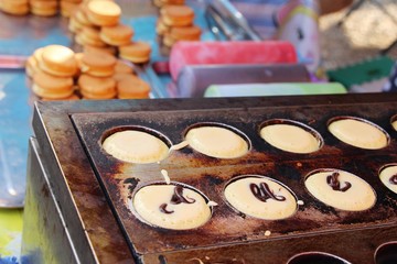 Dorayaki, japanese sweet pancakes at street food