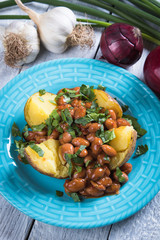 Refried beand with jacket potato