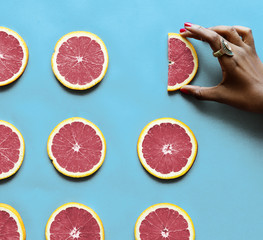 Healthy tasty sliced citrus fruits