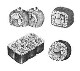 Hand drawn sushi Japanese food © Rawpixel.com