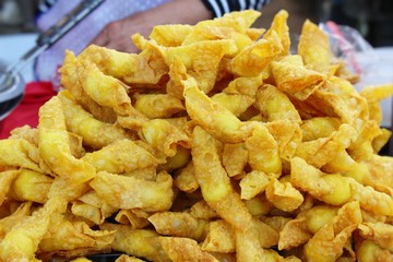 Crispy fried pork dumplings at street food