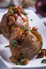 Refried beand with jacket potato