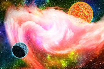 Galaxy background with pink nebula