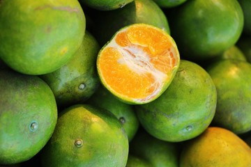 Ripe orange fruit is delicious at market