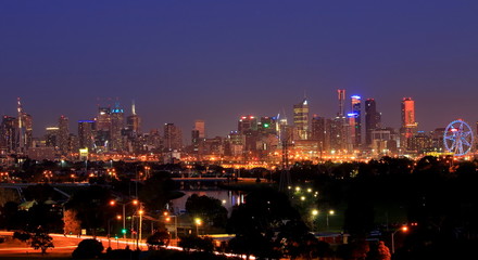 Melbourne cityscape night view Australia
