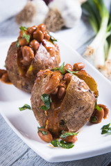 Refried beand with jacket potato