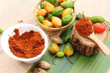 Paprika powder spicy red and chilli peppers