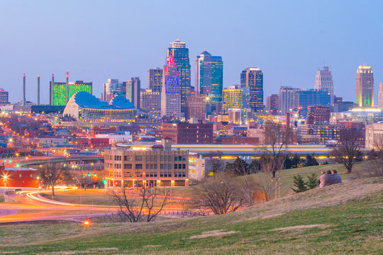 View of Kansas City skyline in Missouri