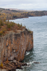 A scenic view of cliffs of Lake Superior’s North Shore in late fall. - 201958568