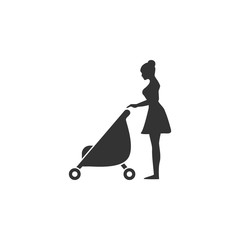 Mother with baby carriage icon. Simple element illustration. Mother with baby carriage symbol design from Pregnancy collection set. Can be used in web and mobile