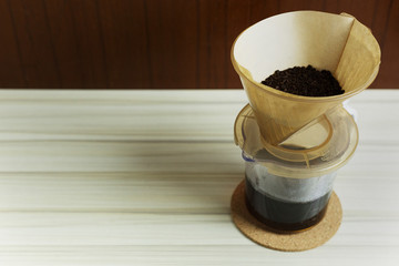  coffee drip cup on white table  for background image.