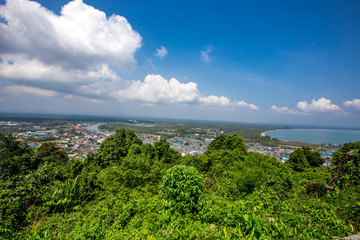 Viewpoint (Khao Mat zee ), Chumphon Province, admire the fishing village and the blue sea.