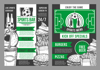 Vector soccer sports bar football pub menu design