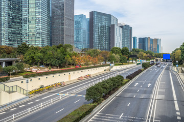 Fototapeta na wymiar urban traffic with cityscape in city of China