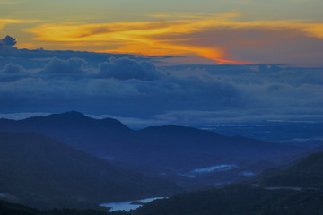Fototapeta premium PHASORNKAEW Temple background of mountain natural/Beautiful Landscape form Pino Latte cafe at Khao Kho Phetchaboon Province ,travel toThailand