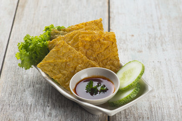 deep fried fucuk tofu sheets