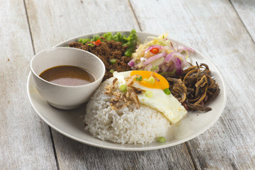 rice with minced meat and  anchovies