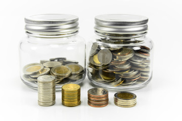 Saving Money in a Clear Bottle for the Future