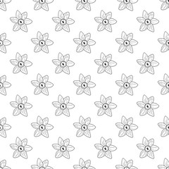 Seamless narcissus monochrome pattern.