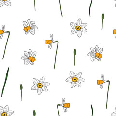 Seamless narcissus pattern.