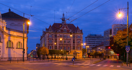 Fototapeta na wymiar Nightlife of Szeged streets