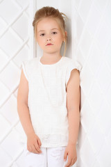 Beautiful Cute fashion girl teenage in white clothes
