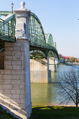 Photo of colorful Maria Valeria bridge in Esztergom in Hungary