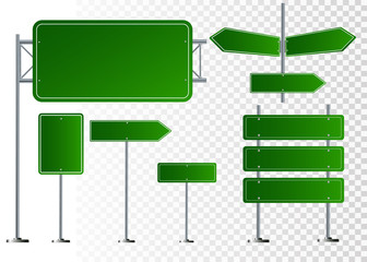 Set of road signs isolated on transparent background. Vector illustration