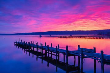 Fototapeta premium Sonnenaufgang in Dießen am Ammersee 