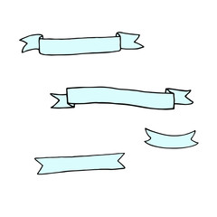 Set of hand drawn ribbon banners.