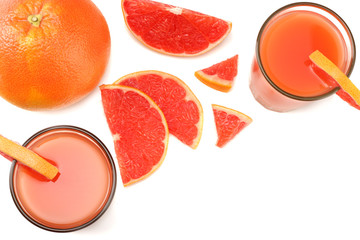 healthy food. grapefruit juice with sliced grapefruit isolated on white background top view