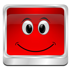 Button with smiling face - 3D illustration