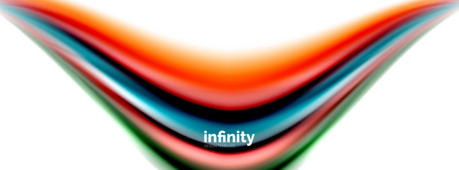 Flowing fluid colors vector, blurred colorful 3d gel shape on white