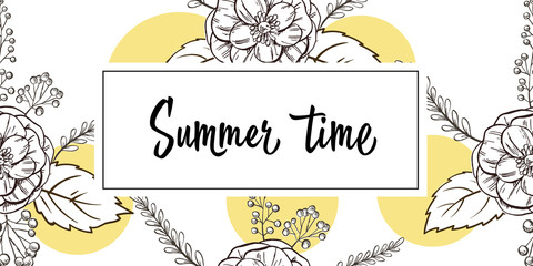 Seamless floral hand drawn pattern. Sketched flower print in soft colors - vector background.