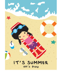 vector girl set in the summer time