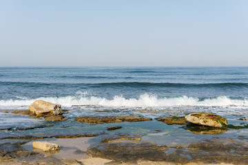 Blue water in Mediterranean Sea seascape abstract background.