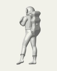 Astronaut in spacesuit. Monochrome silhouette. Fantastic person