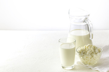 Milk in a jug and a glass