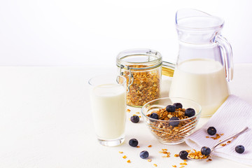 Milk in a jug and a glass