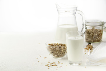 Milk in a jug and a glass