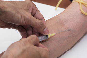 Preparing blood drawn from the arm